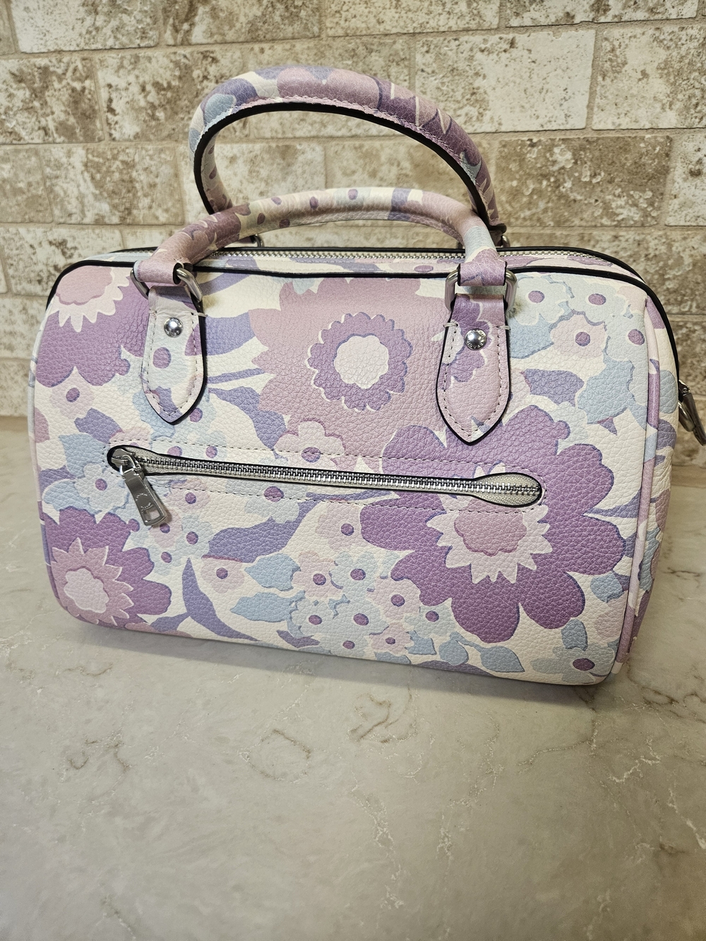 COACH Medium Rowan Satchel in Purple Floral - Picture 4 of 8